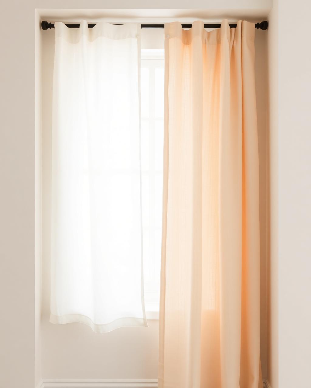 A sheer linen curtain drawn across a bright window