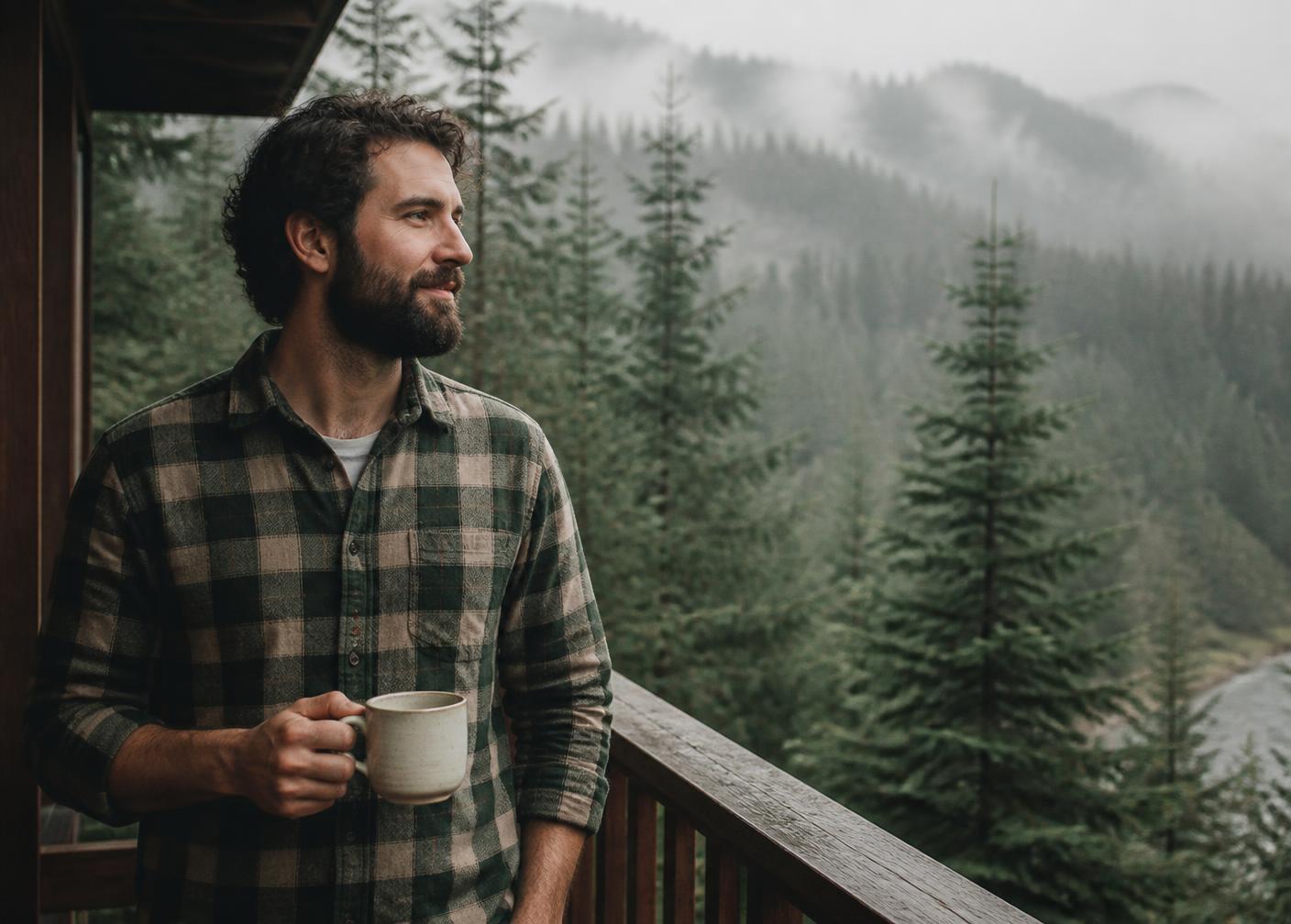 A person at home in soft daylight, reflecting the calm of telehealth care in Washington